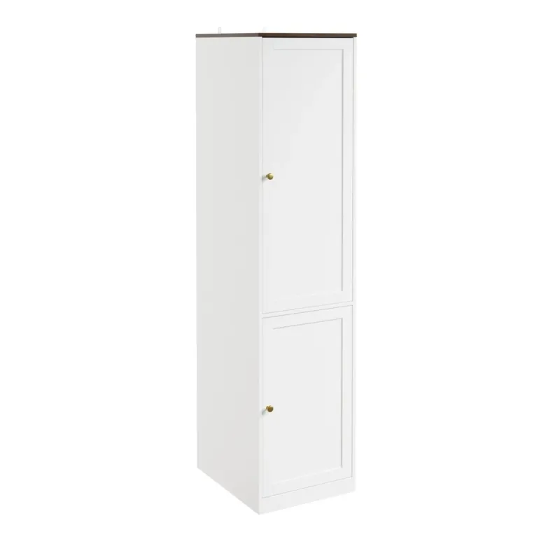 SoBuy | Kleiderständer | Kleiderschrank schmal mit 2 Drehtüren | White | 45×55×187 cm | KSB03-W