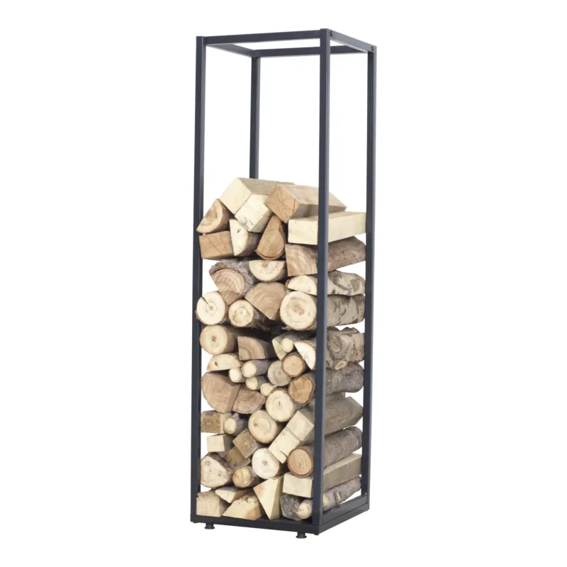 Kaminholzregal Tornved Stahl 35x35x120 cm Schwarz [en.casa] - premiumXL