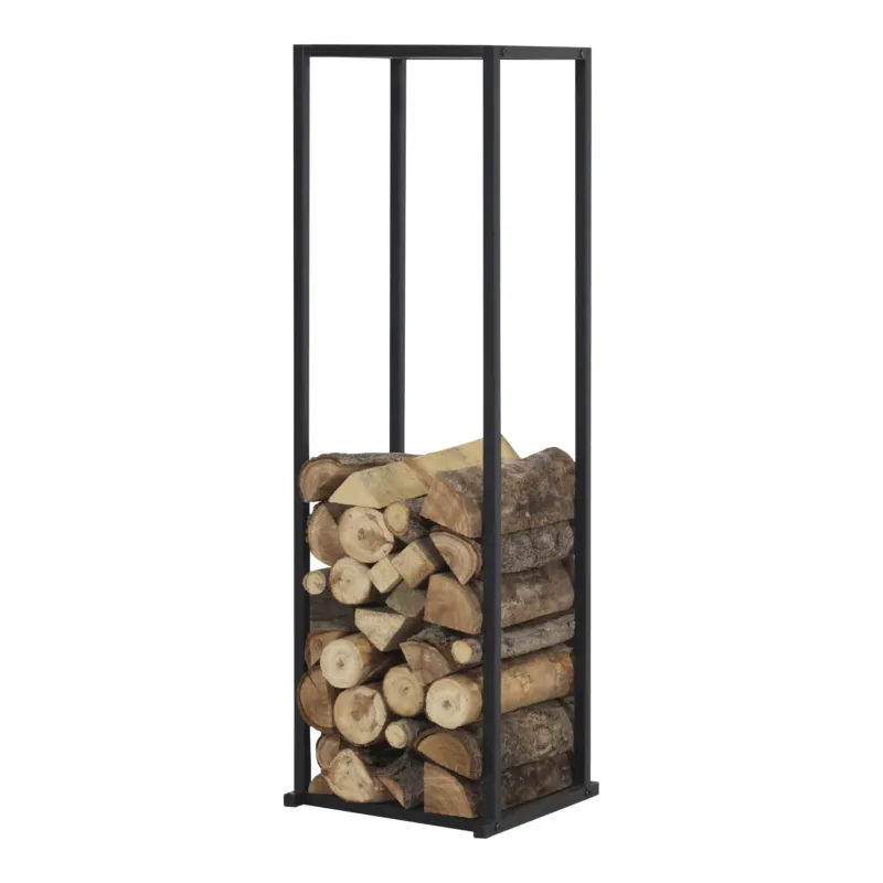 Kaminholzregal Tibro Stahl 35x35x120 cm Schwarz [en.casa] - premiumXL