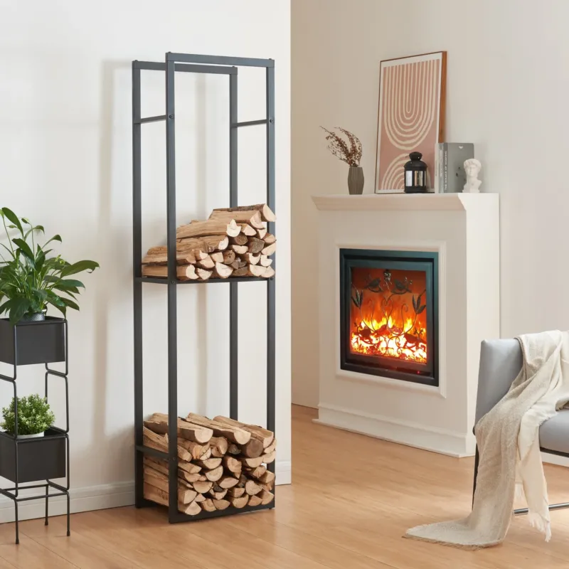 Kaminholzregal Ulvila mit Ablage 45x30x170cm [en.casa] - premiumXL