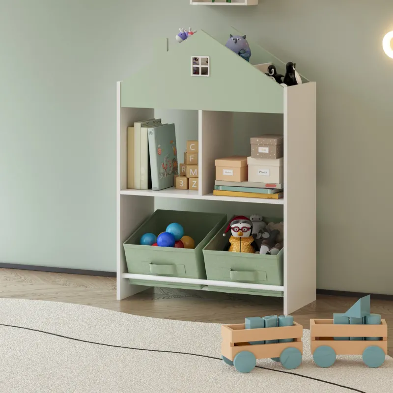 Kinderregal Vipsali 90x60x27 cm Mintgrün/Weiß [en.casa] - premiumXL