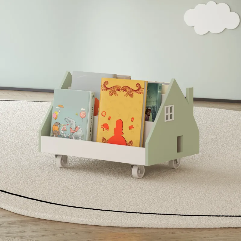 Mobiles Kinderregal Vipsali 50x33x34 cm Mintgrün/Weiß [en.casa] - premiumXL