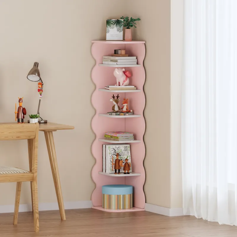 Kinder - Eckregal Vestnes 108x27x27 cm Cotton Candy/Weiß [en.casa] - premiumXL