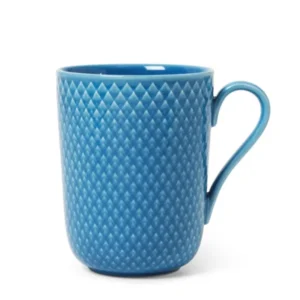 Rhombe Tasse m. Henkel, Blau von Lyngby Porcelæn