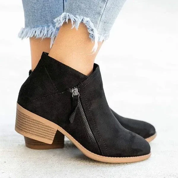Comfort Ankle Boots Suede Leather Side Zip Design - Product detail 4