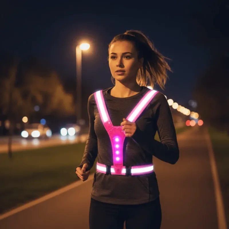 LED Safety Running Vest Rechargeable High Visibility Night Running Gear - Product showcase