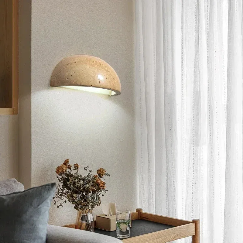 Stone Wall Lamp LED Half Moon Natural Texture - Detailed view