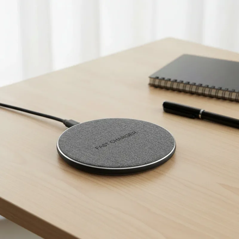 Wireless Charging Pad Fast Charging Station with Fabric Finish - Detailed view
