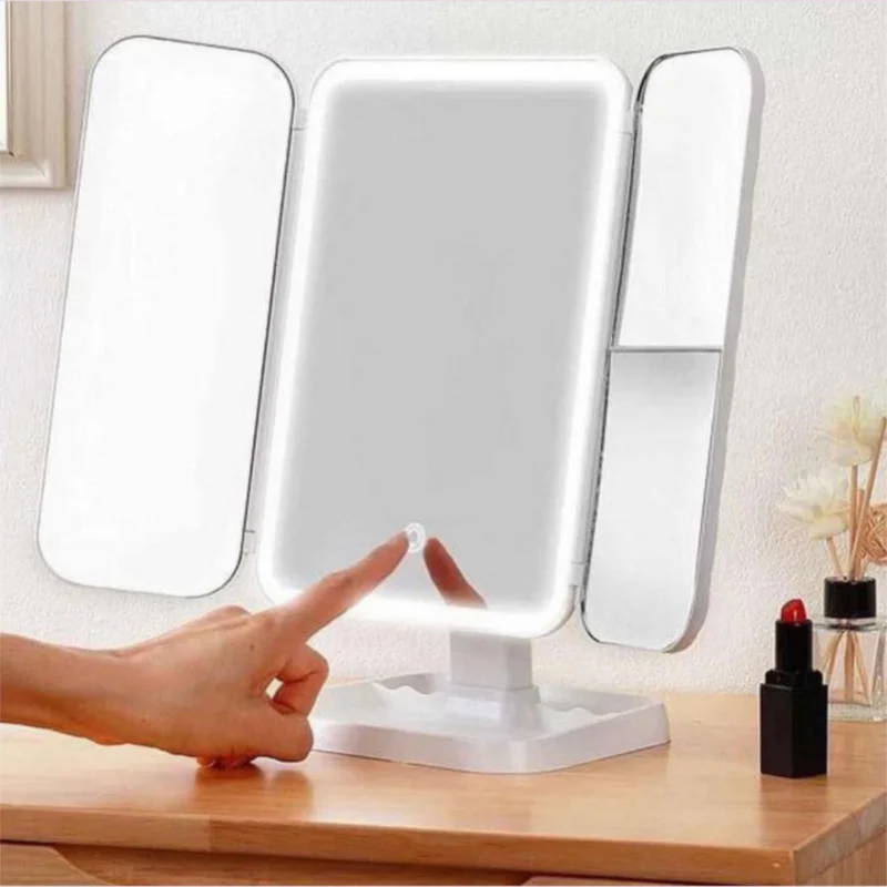 LED Makeup Mirror Adjustable Three Light Colors with Foldable Design - Product detail 4