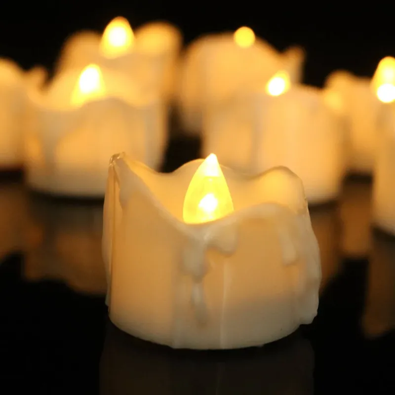 Flameless LED Tea Light Candles Battery Operated Flickering Set - Product showcase