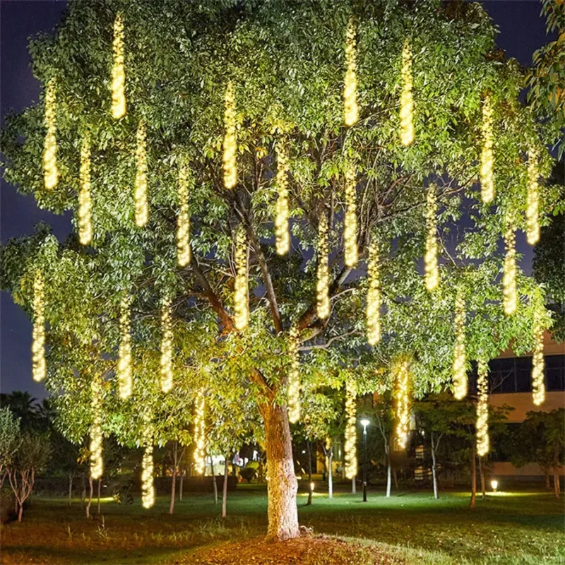 LED Meteor Shower Lights Cascading Blue Tree Decoration - Product detail 4