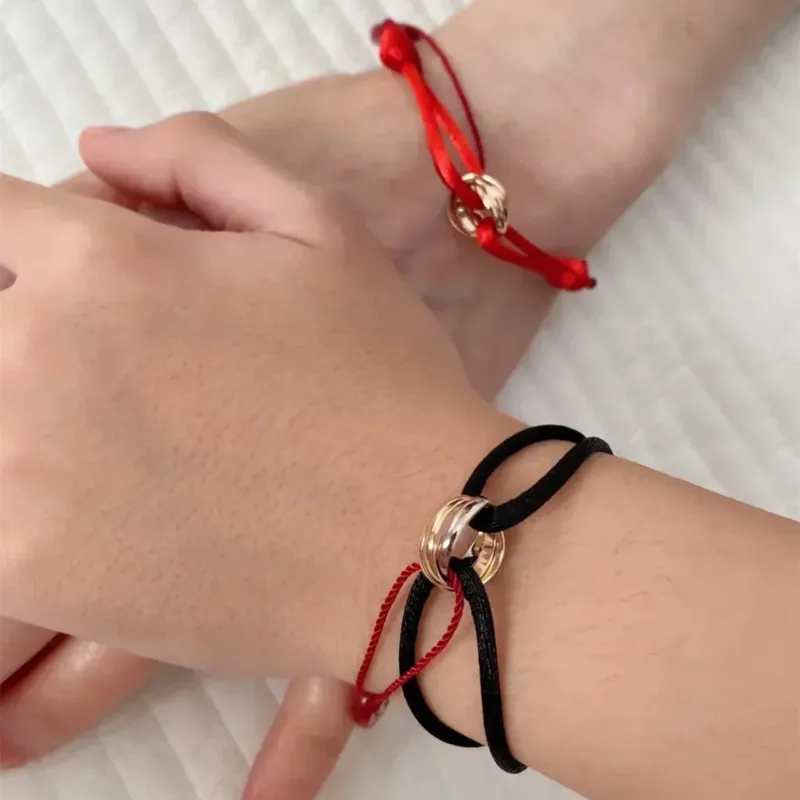 Minimalist Cord Bracelet Rose Gold Infinity Charm - Product showcase