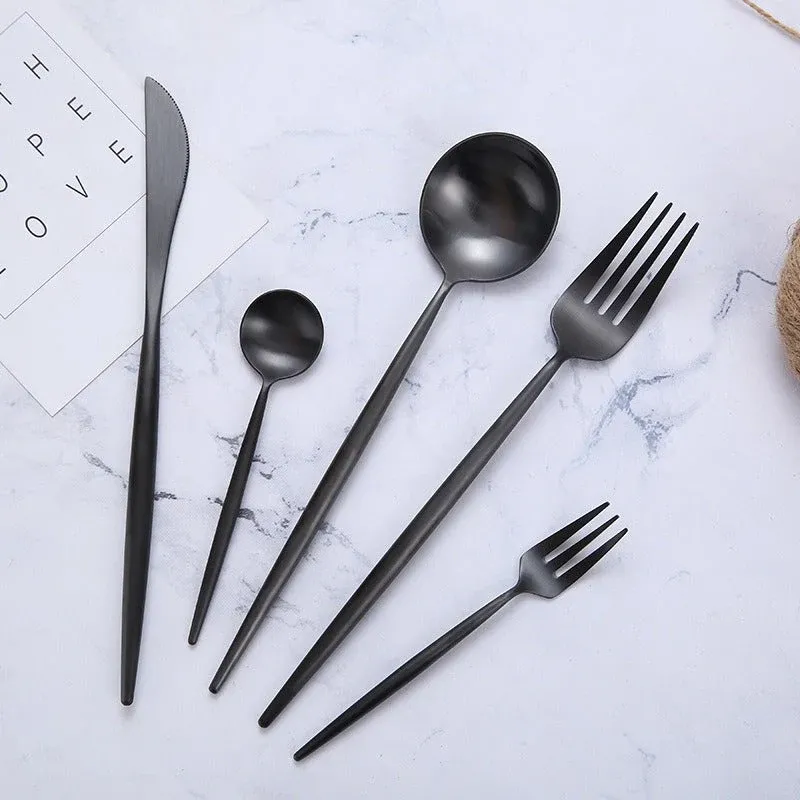 Stainless Steel Cutlery Set Modern Minimalist Gold Finish - Product example