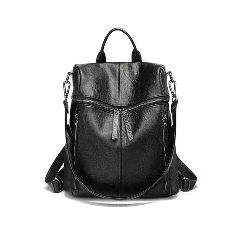 Leather Backpack Anti-Theft Convertible Design - Product showcase