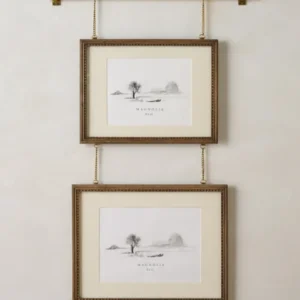 Colleen Wood and Brass Rail Double Picture Frame