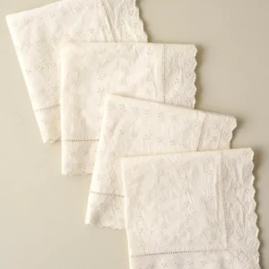 Antique White Eyelet Napkin Set of Four