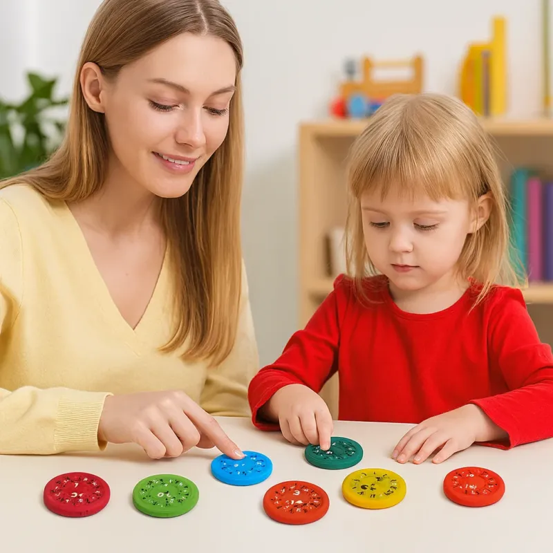 Educational Math Fidget Spinners Colorful Learning Discs Set - Product showcase