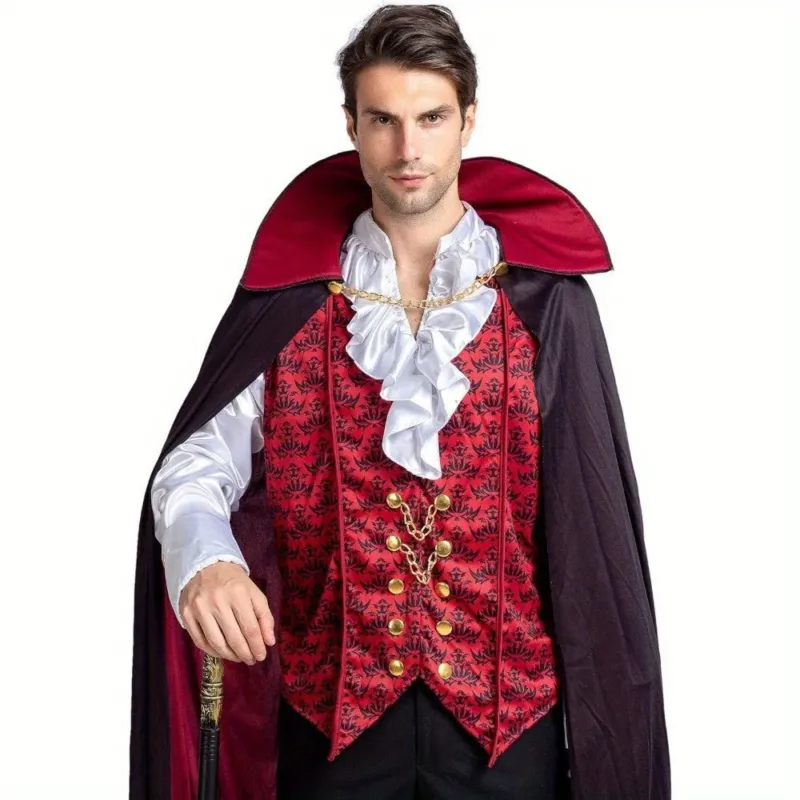 Gothic Vampire Costume Victorian Style Cape and Vest Set - Product detail 4
