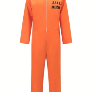 Halloween Prison Jumpsuit Orange Zip-Front Costume - Product showcase
