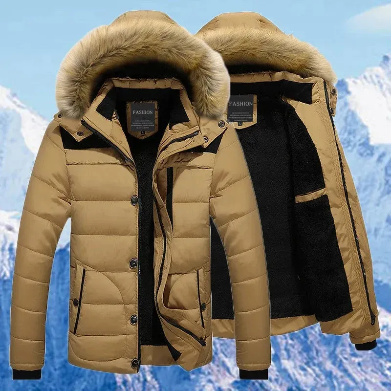 Winter Quilted Puffer Coat Fur Trim Hood Design - Detailed view