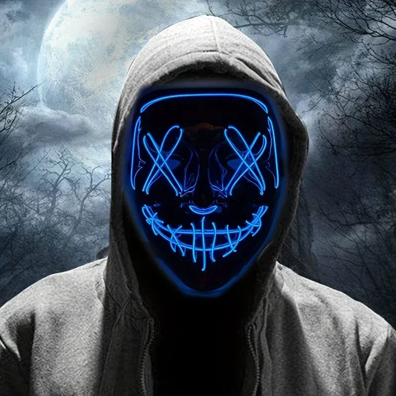LED Halloween Mask Anonymous Red Glow Design - Product example