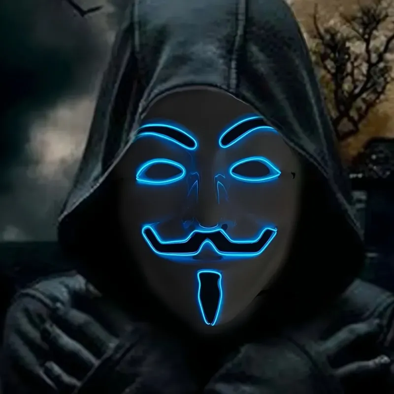 LED Halloween Mask Anonymous Red Glow Design - Product detail 4