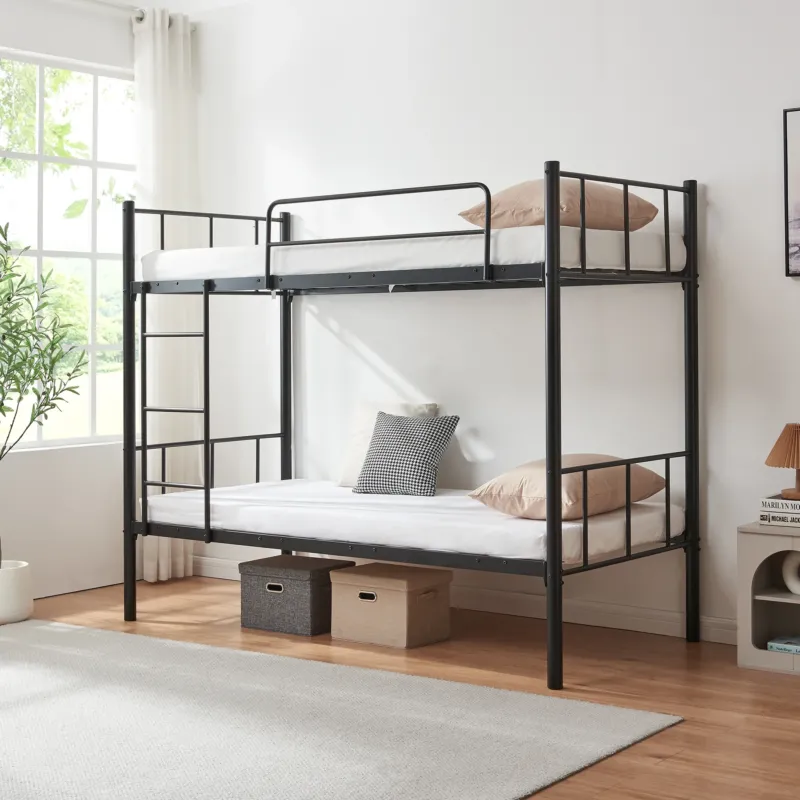 Metall-Etagenbett Berimma 90x200 cm Schwarz [en.casa]