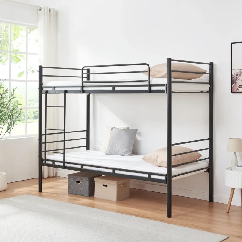 Metall-Etagenbett Bevapis 90x200 cm Schwarz [en.casa]