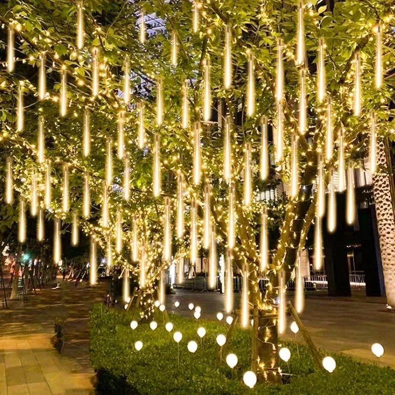 Meteor Shower String Lights Cascading LED Outdoor Display - Product showcase