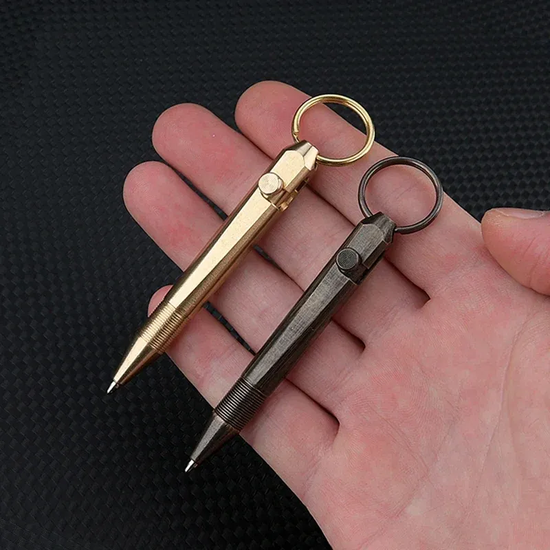 Tactical Mini Pen Brass Keychain Self-Defense Tool - Product showcase