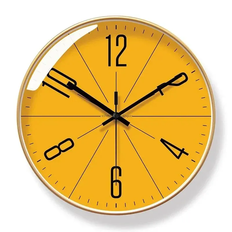 Modern Wall Clock Yellow Face Black Frame Design - Product detail 4