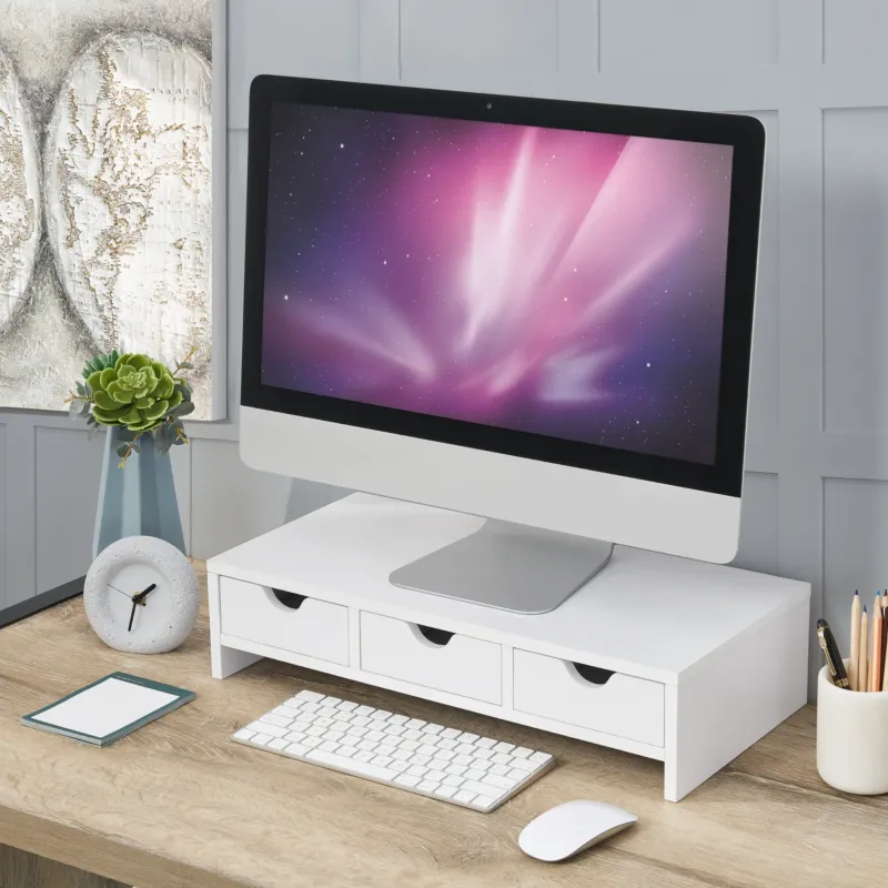 Monitorständer Ruovesi 12x51x25cm Weiß [en.casa] - premiumXL