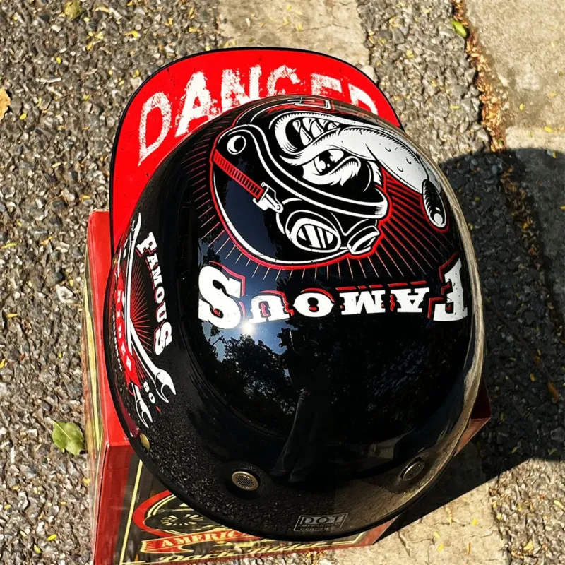 Motorcycle Baseball Cap Helmet Golden Wings Design - Product example