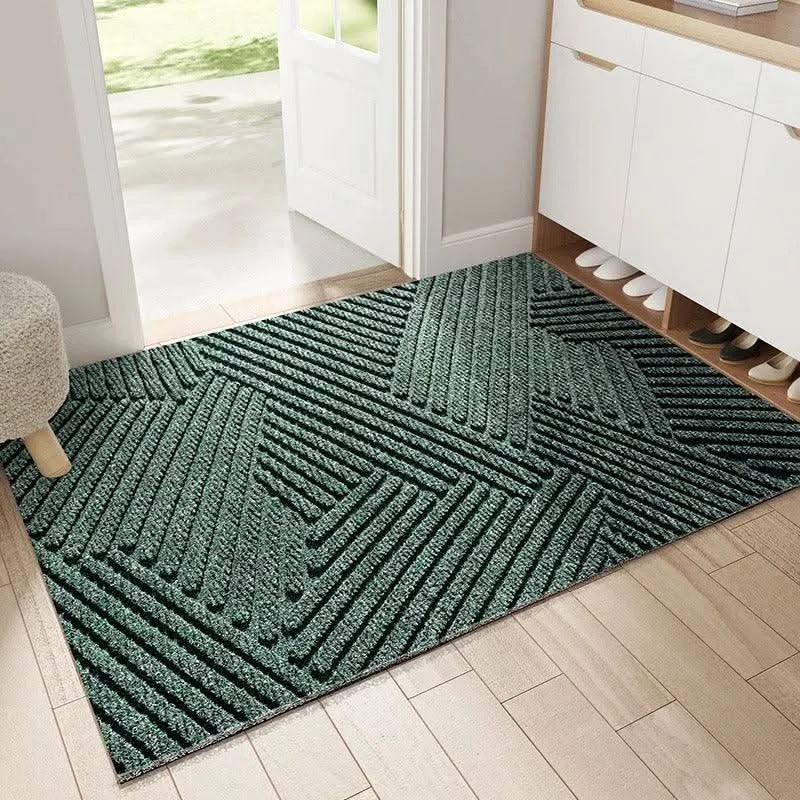 Geometric Area Rug Green Chevron Woven Pattern - Product showcase