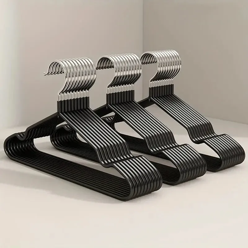 Velvet Clothes Hangers Set Non-Slip Black Finish 10-Pack - Product showcase