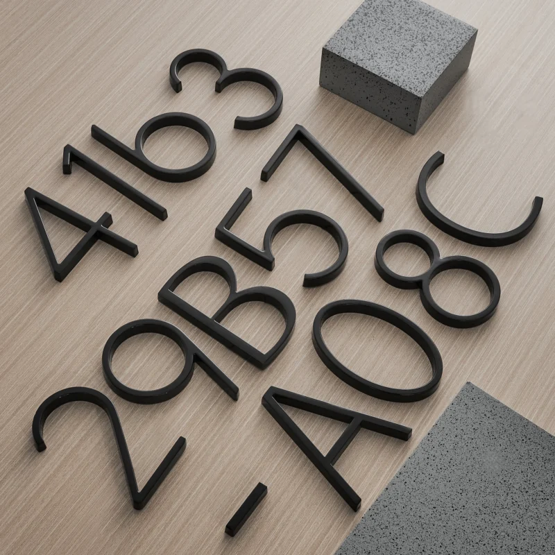 Modern Black House Numbers Weatherproof Zinc Alloy Design - Product showcase
