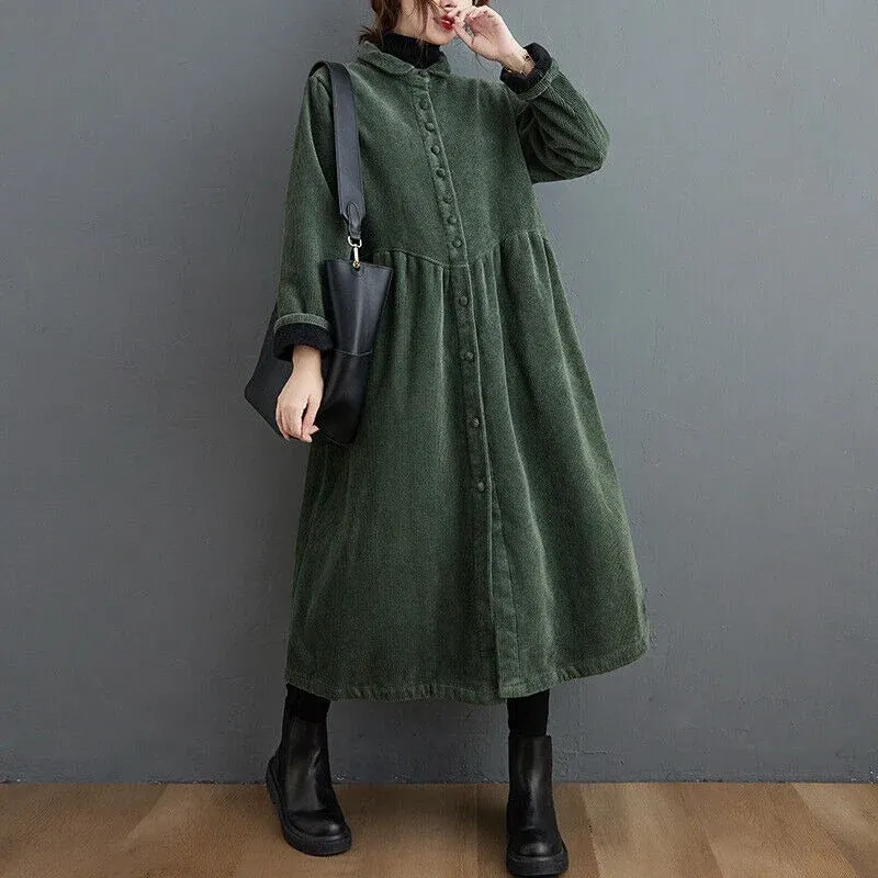 Corduroy Winter Coat Oversized Button-Down Design - Product showcase