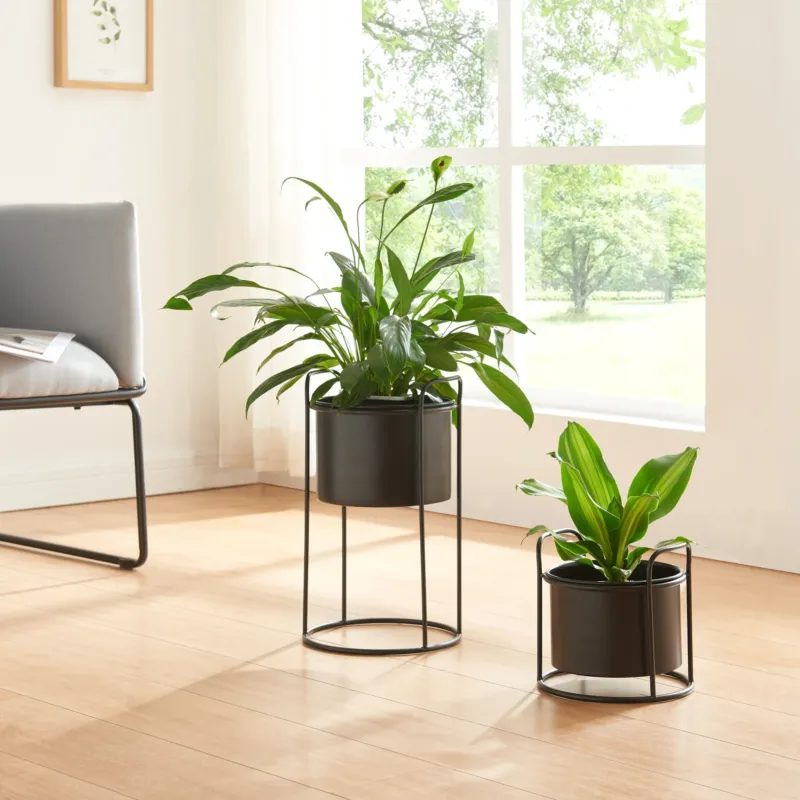 Pflanzenständer Osen 2er Set Metall Schwarz [en.casa] - premiumXL