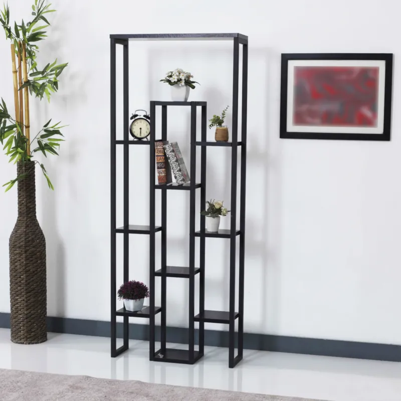 Pflanzregal Blaavandshuk 150 x 60 x 19 cm Schwarz / Marmor - Optik [en.casa] - premiumXL