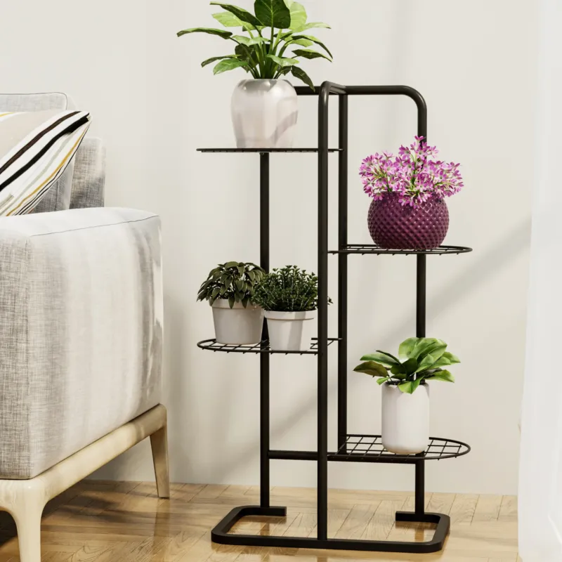 Blumenständer Pedersöre 83x52x25cm Schwarz [en.casa] - premiumXL