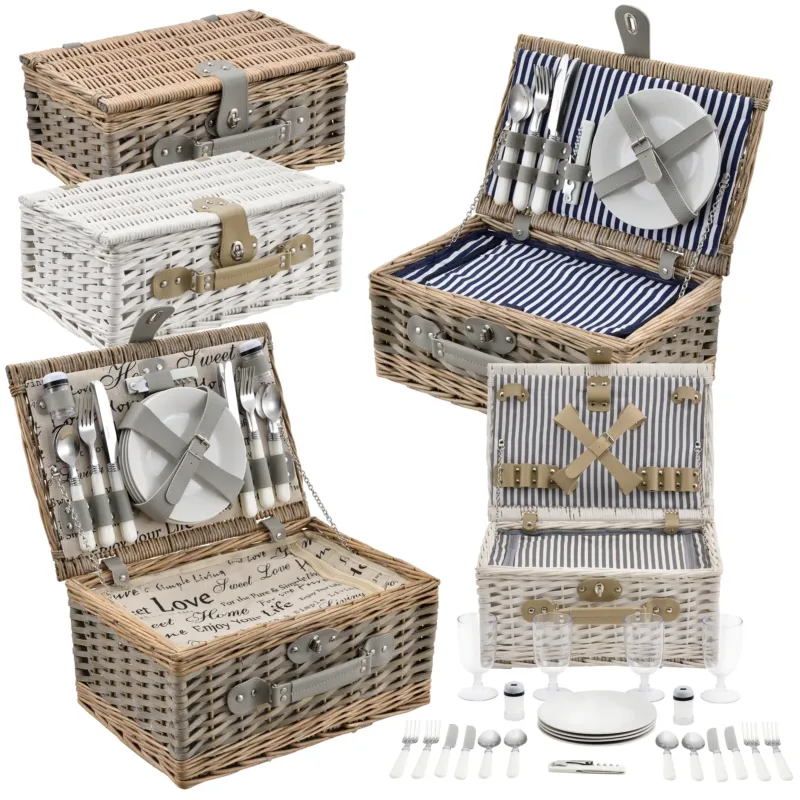 Picknickkorb mit Besteck - Set für 2/4 Personen in versch. Farben casa.pro - premiumXL