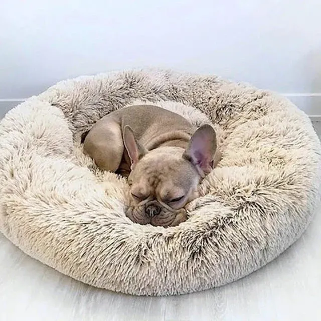 Plush Dog Bed Round Orthopedic Design with Washable Cover - Product showcase