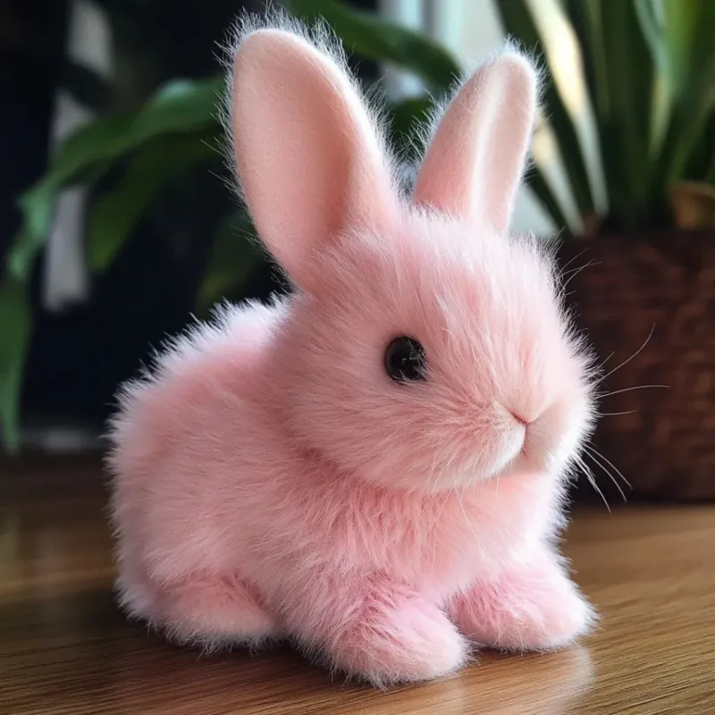 Pink Plush Bunny Realistic Ultra-Soft Rabbit Toy - Product showcase