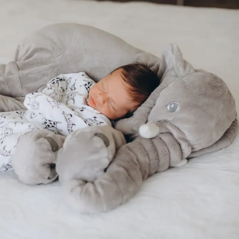 Plush Elephant Pillow Soft Nursery Comfort Cushion - Detailed view