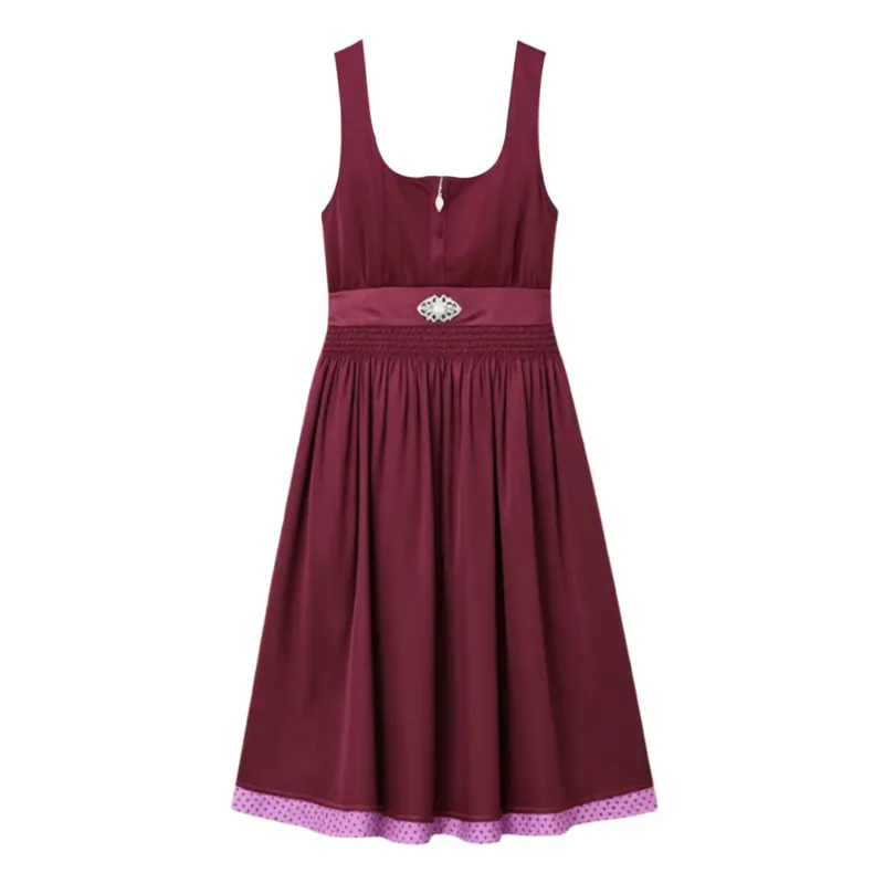Traditional Dirndl Dress Purple Velvet with Embellished Apron - Product detail 4