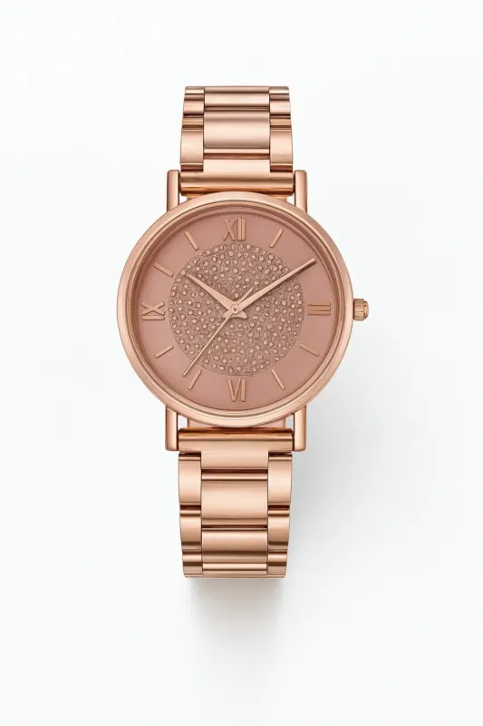 Rose Gold Watch Crystal Embellished Purple Dial - Product detail 4