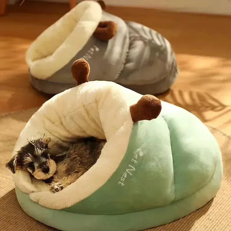 Cozy Pet Slipper Bed Plush Coral Fleece Winter Nest - Product showcase
