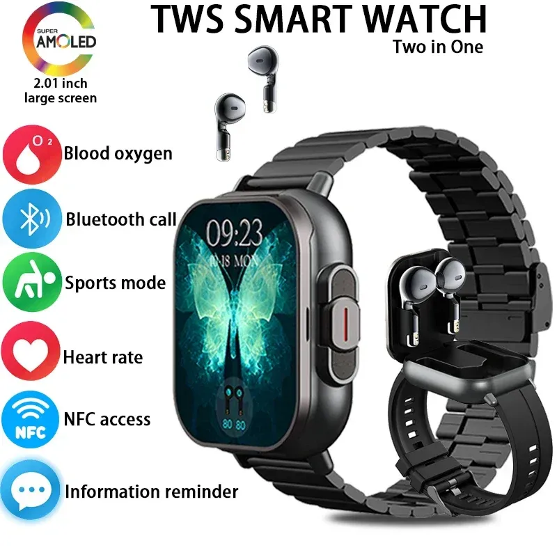 Smart Fitness Watch 2-in-1 AMOLED With Wireless Earbuds - Product showcase