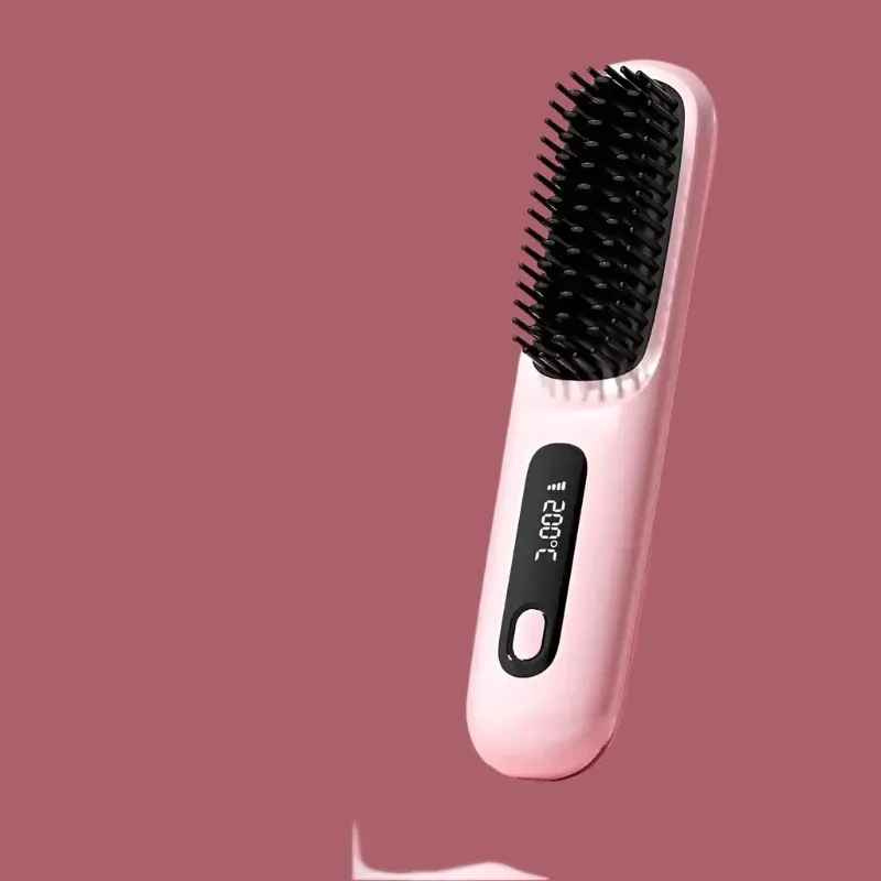 Digital Hair Straightening Brush LCD Display with 3 Heat Settings - Product showcase
