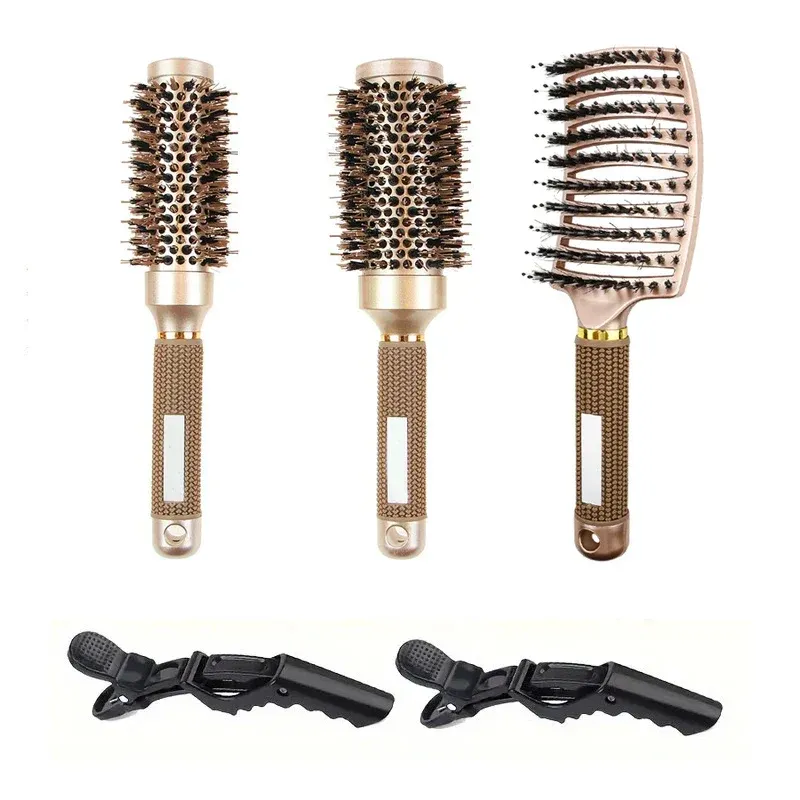 Professional Round Hair Brush Set Ceramic Ionic Boar Bristle Design - Product showcase